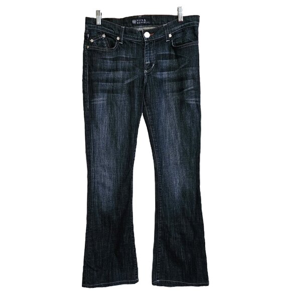 ROCK & REPUBLIC Dark Wash Kasandra Mid-Rise Boot Cut Jeans Size 30 - Picture 1 of 10